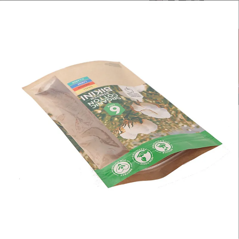 Customized Print Logo Manufacturer Greaseproof Food Packaging Brown Kraft Craft Gift Paper Bag With Clear Window