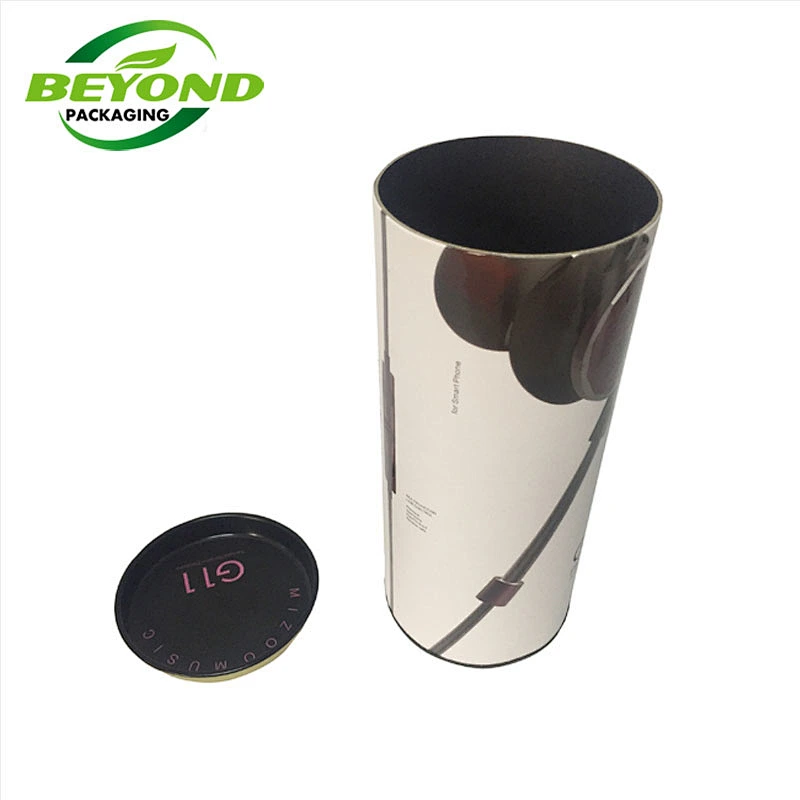 Best Selling CMYK Printing Matte Cardboard Tube Round Cylinder Box Carton Tube Paper Packaging With Metal Lid