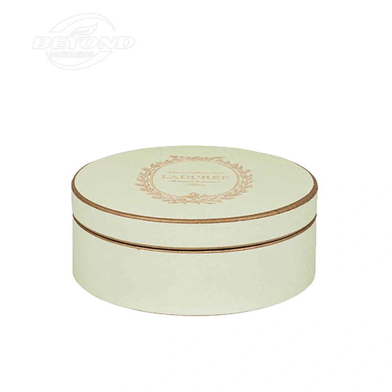 Luxury Recycled Round Cardboard Box With Customized Printing Paper Box For Macaron With Clear PVC Lid and Insert