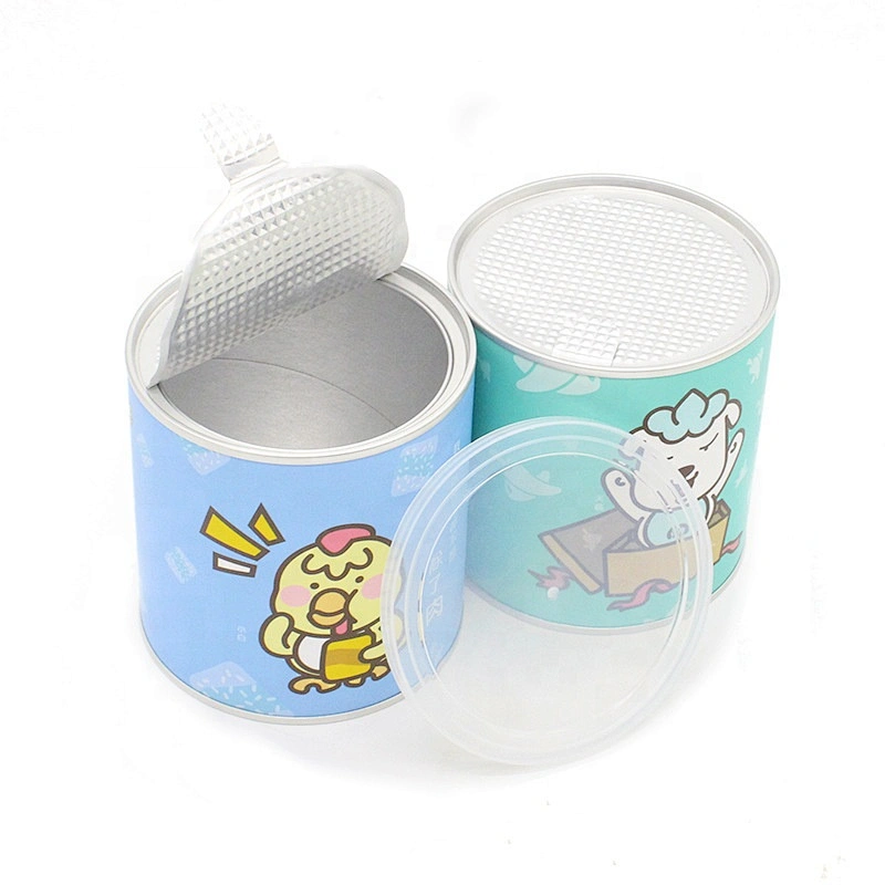 Eco friendly Custom Paper tube with seal easy tear lid/plastic lid packaging health food supplements kraft paper tubes