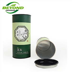 Custom Metal Lid Inside Cardboard Canister Can Cylinder Biodegradable Gift Paper Tube For Loose Leaf Tea Coffee Packaging