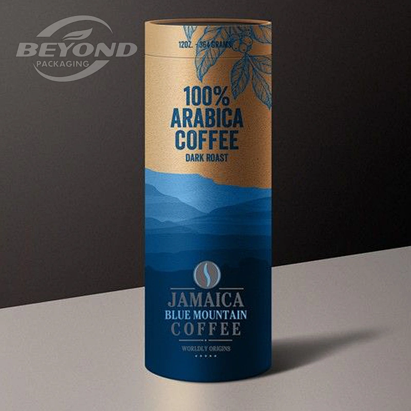 Custom Printing Brown Environmental Protection Paper Tube Packaging For Coffee