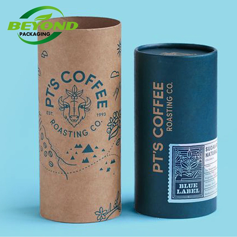 OEM Custom Size Recycled Cardboard Carton Cylinder Packaging Box For Food Tea Coffee with Custom Design