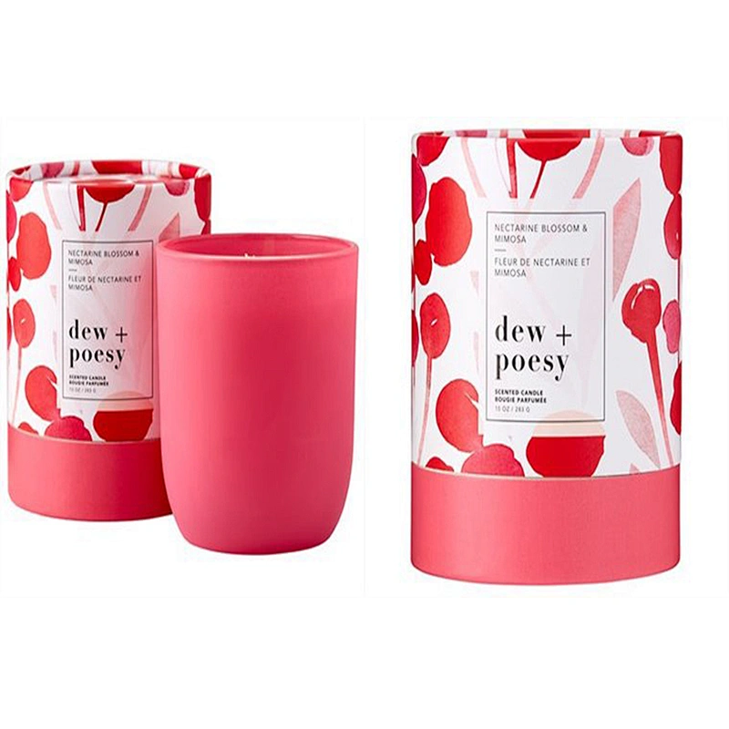 Luxury rigid recyclable custom printed creative cardboard cylinder box candle jar paper tube gift boxes packaging