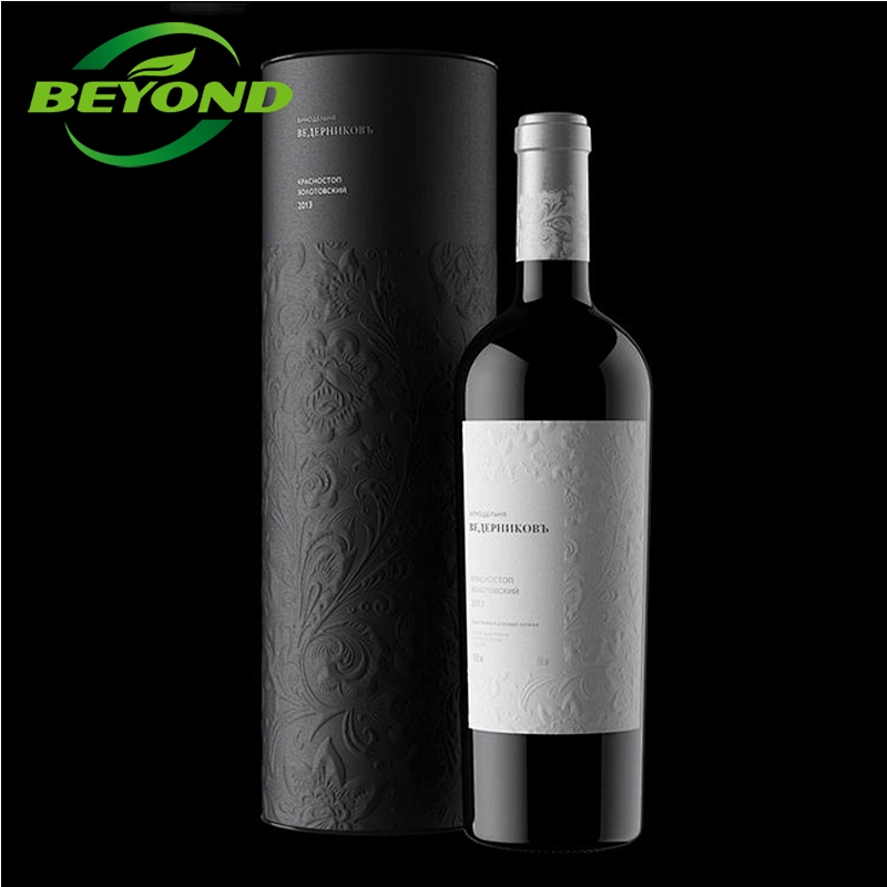 Luxury Eco Friendly Recycled  Round Rigid Cardboard Paper Tube For Wine Bottle For Gift With Metal Lid