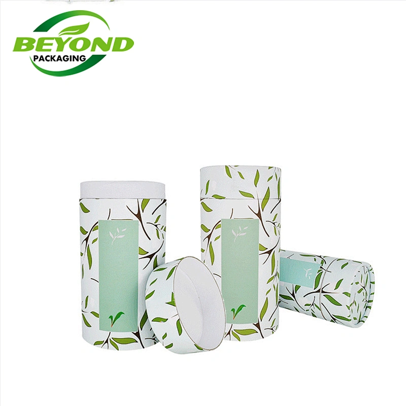 Custom printing logo tea paper tube packaging food grade cardboard cylinder container for tea round box packaging
