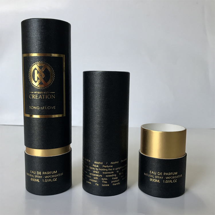 Customized Printing Perfume Paper Tube Packaging Perfume Luxury Paper Cosmetic Packaging Box with Tube Gold Paper With Foil Logo