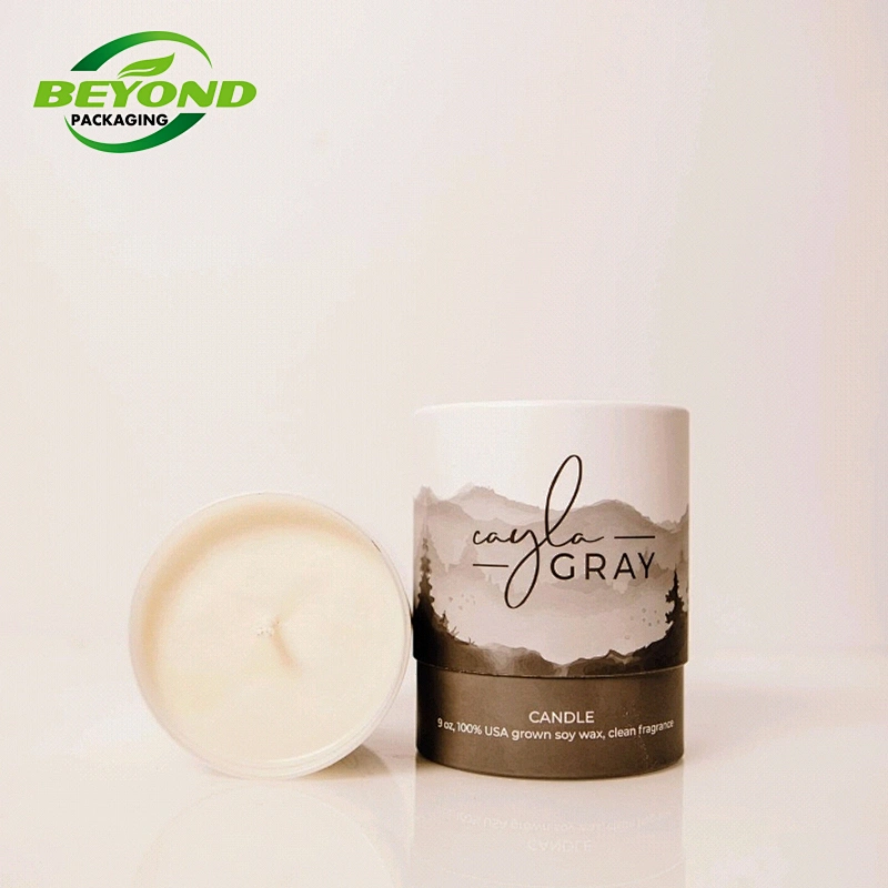 Biodegradable Recycled Cylinder Cardboard Gift  Paper Boxes Packaging Custom Round Candle Tube Box