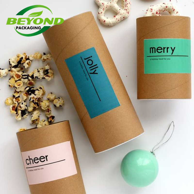 Custom Design Food Grade Kraft Circle Rolled Edge Paper Tube Box For Tea Packaging