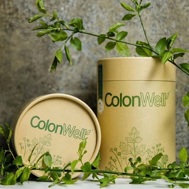 customized printing large food grade kraft cylinder tea cardboard eco friendly tea paper tube box with paper lid packaging