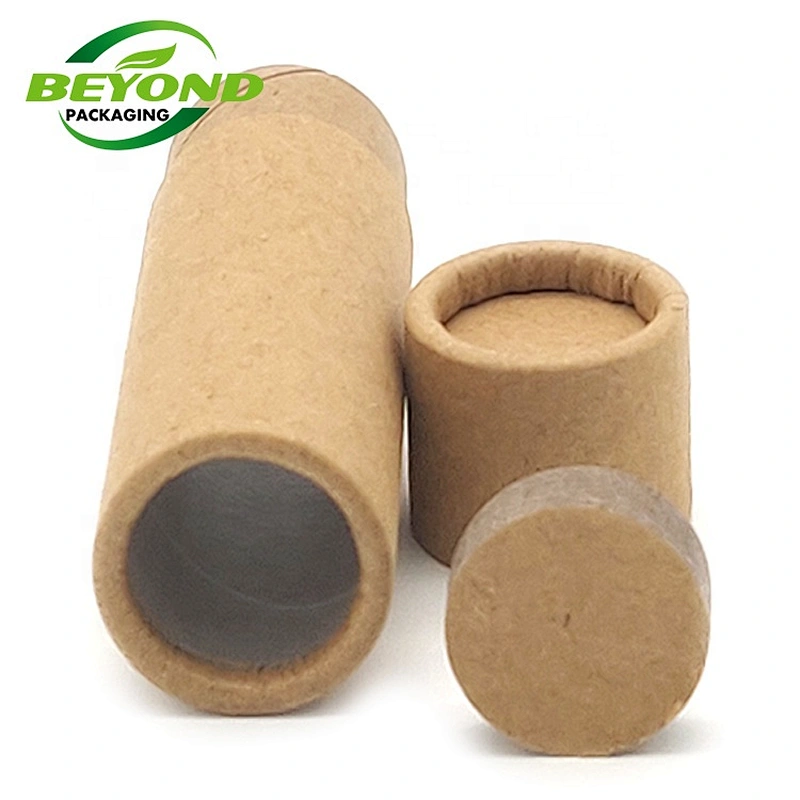 Biodegradable Promotional Eco Empty Custom Printed Kraft Push Up Paper Lipstick Tube Container For Lip Balm Deodorant Packaging