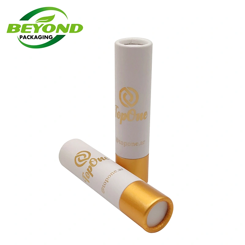 Biodegradable Cosmetics Paper Tube Box Packaging Cardboard Slim Cylinder For Oil Dropper Bottle With Gold Color Foil Stamping