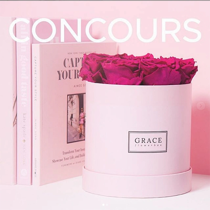 Custom Paper Round Carton Flower Box Packaging for Forever Fresh Flower Packing