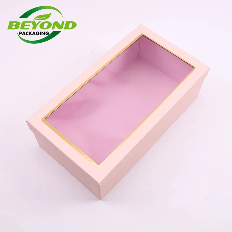 Customized Rigid Cardboard Food Grade Candy Baklava Chocolate Box with Window On Lid