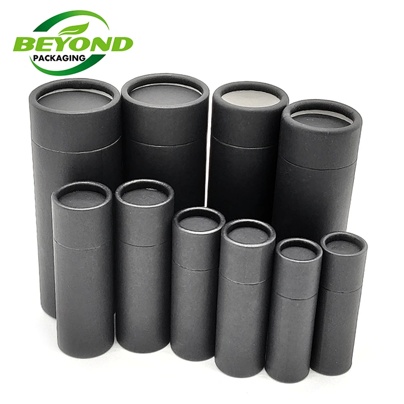 Eco Friendly Krat Black Cosmetic Packaging Push up Paper Tube Lip Balm Container With Black Cosmetic Packaging