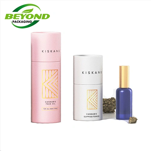 Biodegradable Luxury Cosmetic Packaging Tube Made of Cardboard Logo Hot Stamping For Perfume Essential Oil Glass Bottle