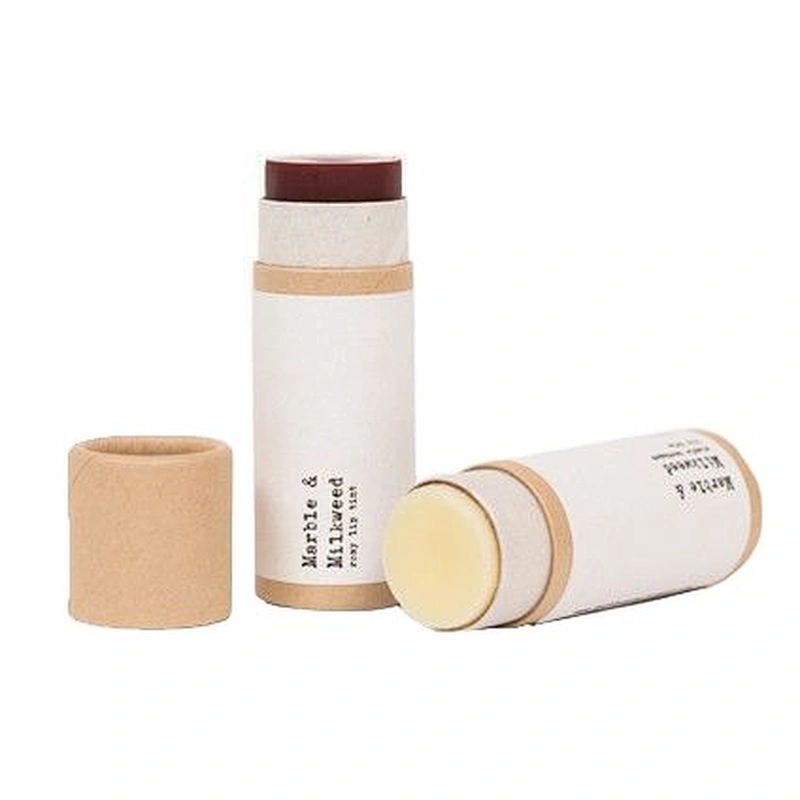 OEM Eco Recycled Custom Printing Popular Kraft Cardboard Push Up Paper Tube Wax Paper Lined 50ml Lip Balm/Deodorant Container