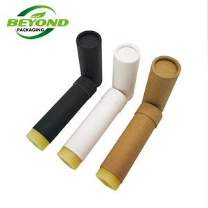 Biodegradable Cardboard Natural Black Kraft Cosmetic Empty Paper Tube Push Up Lip Balm 1oz 25g Deodorant Paper Tube Packaging