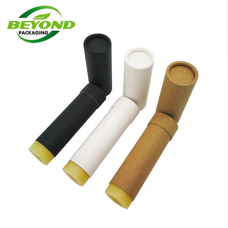 Biodegradable Cardboard Natural Black Kraft Cosmetic Empty Paper Tube Push Up Lip Balm 1oz 25g Deodorant Paper Tube Packaging