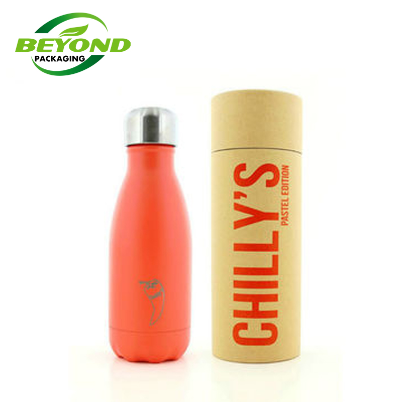 Custom Logo Biodegradable Cylindrical Nature Kraft Paper Packaging Tube for 1000ml Water Bottles Recyclable Paper Tube