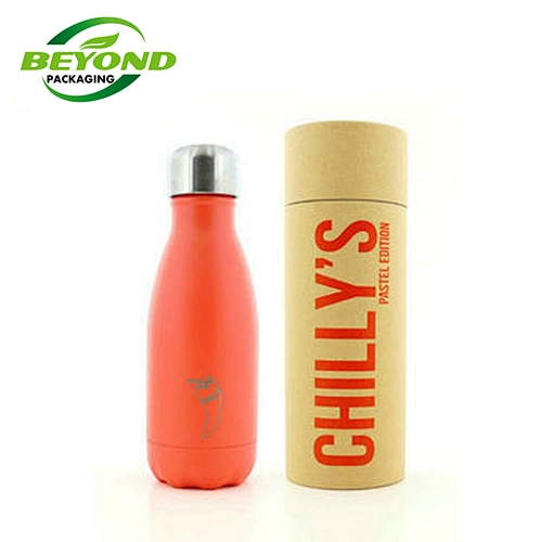 Custom Logo Biodegradable Cylindrical Nature Kraft Paper Packaging Tube for 1000ml Water Bottles Recyclable Paper Tube