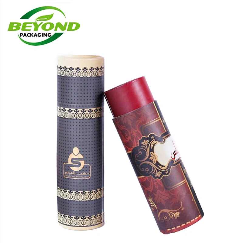 Biodegradable Luxury Cosmetic Packaging Tube Made of Cardboard Logo Hot Stamping For Perfume Essential Oil Glass Bottle