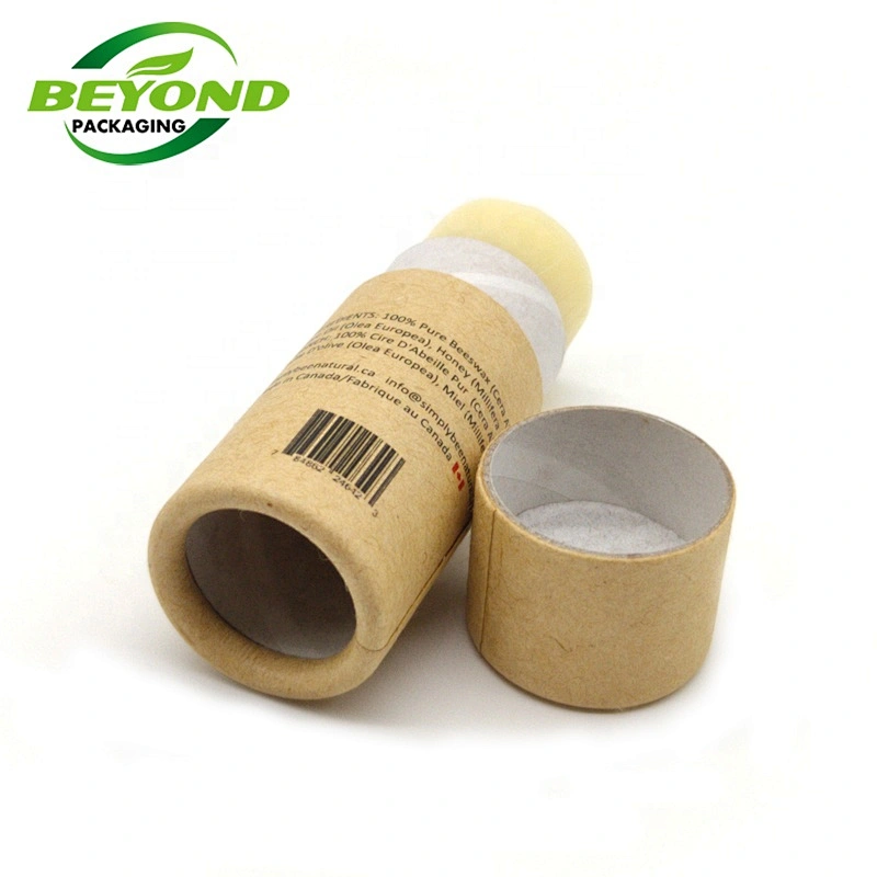 custom printing empty 5g lip balm tub eco friendly push up cosmetic brown kraft paper tube packaging