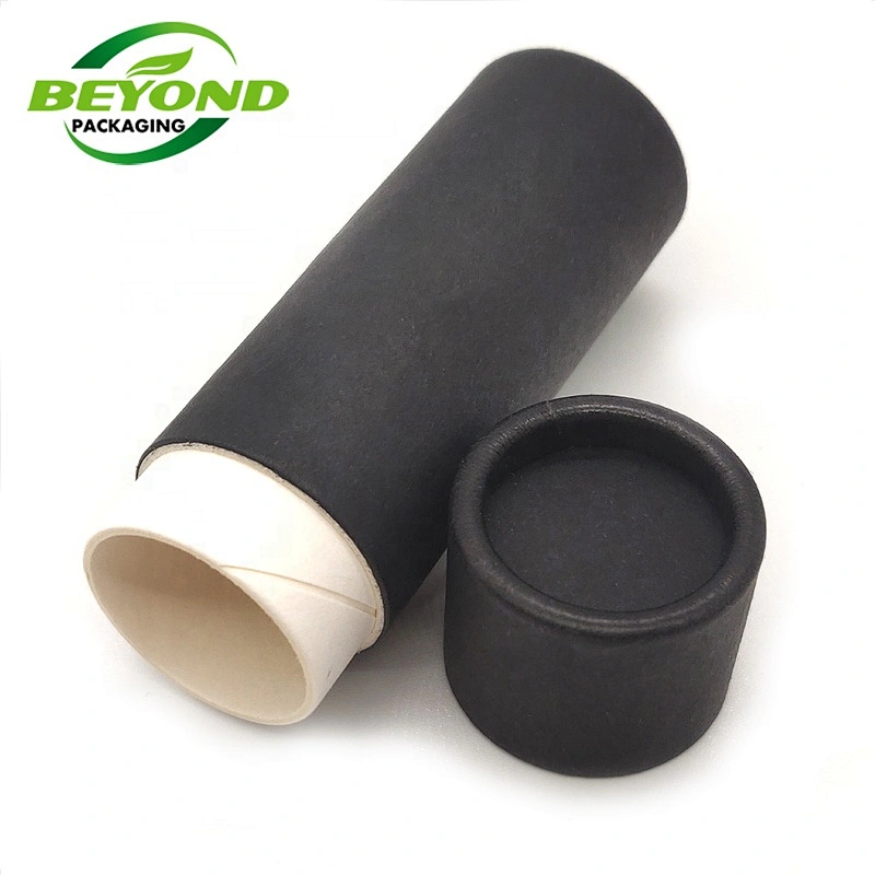 Recycled Black cardboard lip balm push up paper tubes for long or short lid