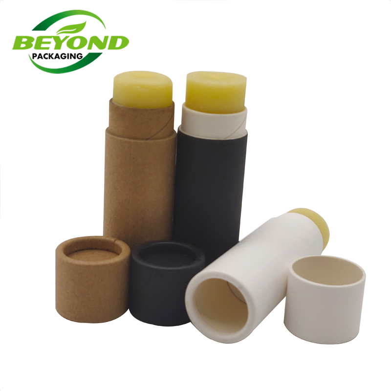 Eco friendly Kraft Push Up Paper Tubes Deodorant Container Round Cardboard Box For Deodorant Stick Coated Wax Paper
