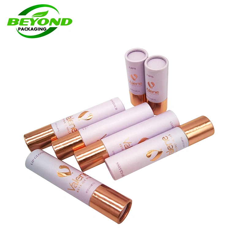 Eco Friendly Luxury High Quality Cardboard Paper Tube Pearl Paper With Private Label For Frost Lip Gloss Tube Packaging