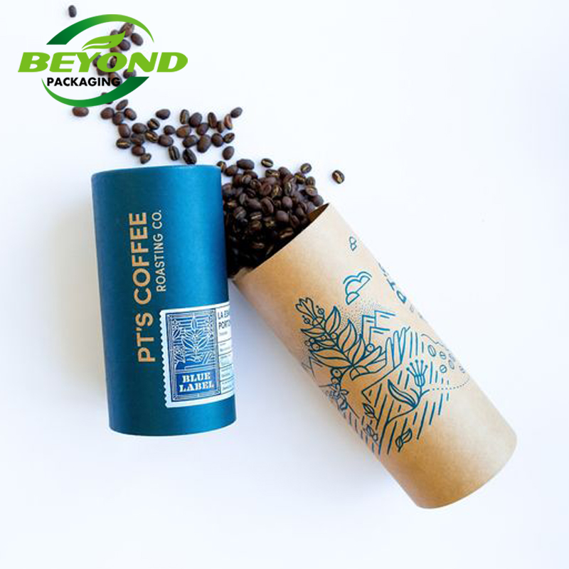 Wholesale Cardboard Container Cylinder Biodegradable Kraft Food Grade Paper Tubes chocolate Packaging Coffee Bean tube box