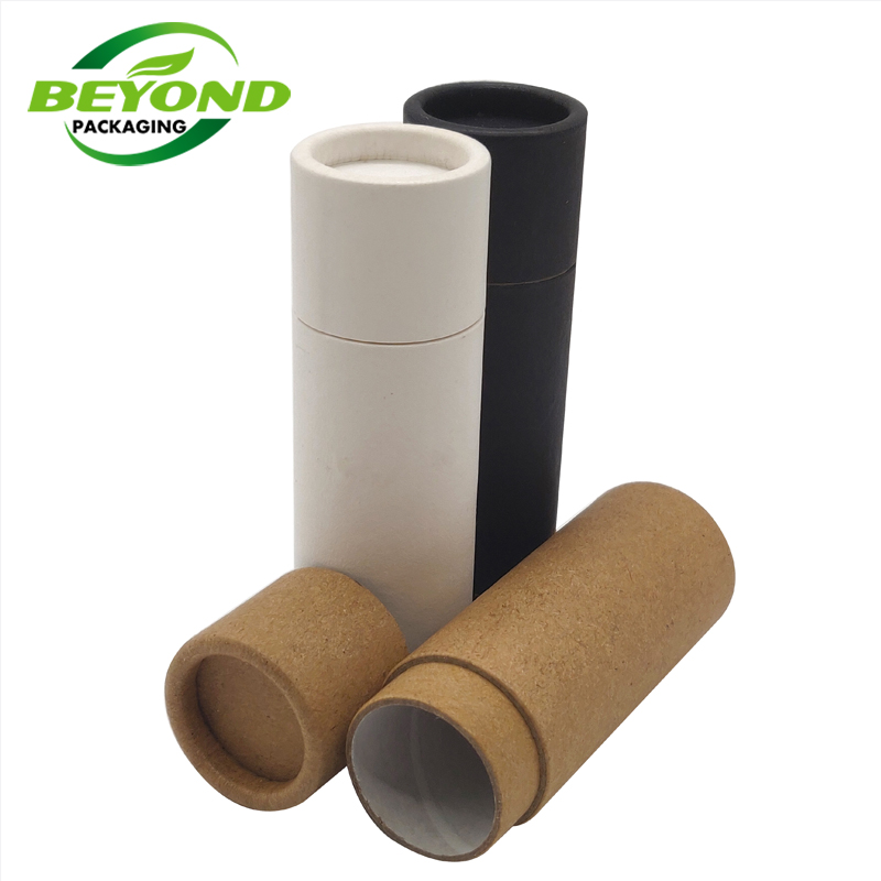 Eco friendly 2.5oz empty push up paperboard containers cosmetic paper tube biodegradable Kraft lip balm tube