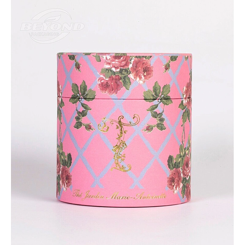 Luxury Beauty Design Tea Cylinder Carton Packaging Cardboard Box For Afternoon Tea Packaging With Logo Foil Stamping