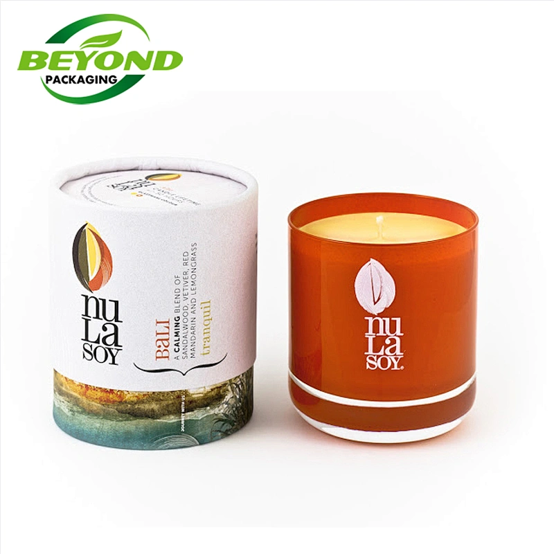 Custom printing cardboard candle holders package cylinder box candle paper tube gift boxes packaging