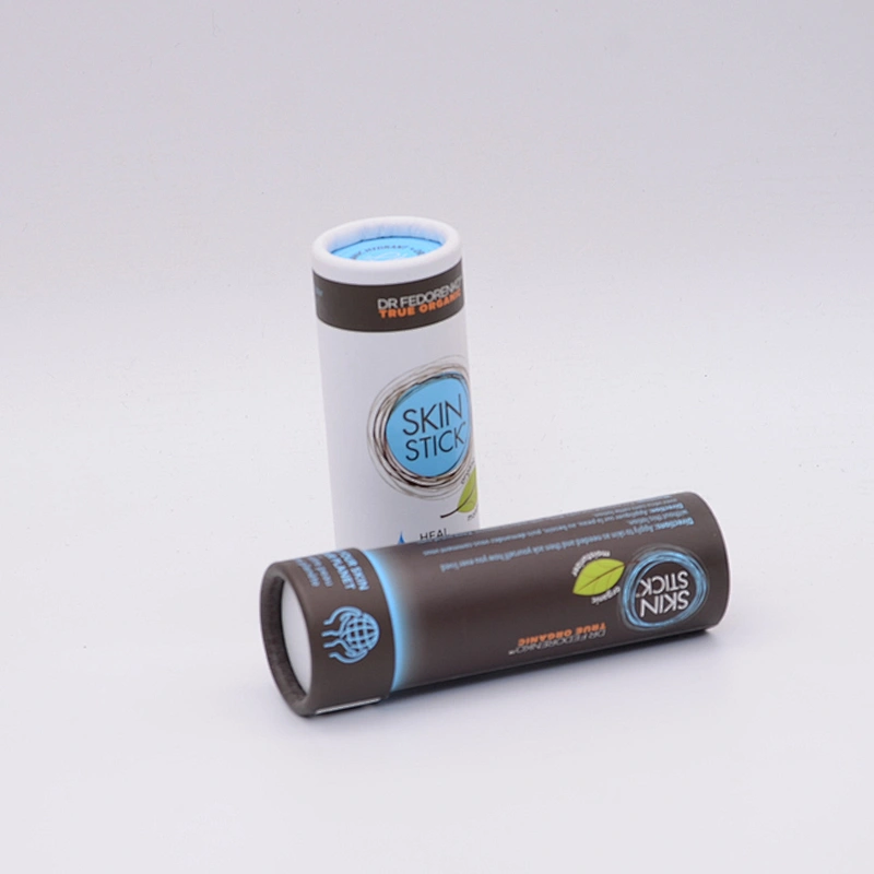 Custom Biodegradable Packaging Box Deodorant Stick Cylinder Printed Eco Friendly Round Push Up Cardboard Paper Tube