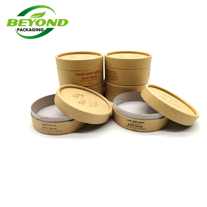 Biodegradable Recyclable Rigid Kraft Cardboard Paper Jar Honey Lip Balm Container Paper Tube Packaging For Body Butter
