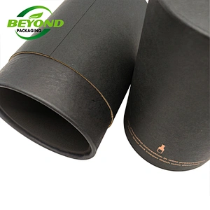 Black Luxury Round Paper Tube Kraft Cardboard Material For Wine Bottle Box Packaging Gift Box
