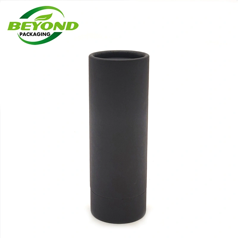 Empty cardboard deodorant stick container 2.5oz biodegradable black paper push tubes cardboard lipstick container