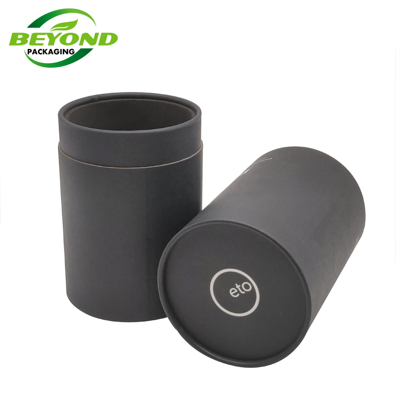 Eco Friendly  Luxury Customized Printing EVA inside Black Cylinder Cardboard Packaging Tube for wine gift box