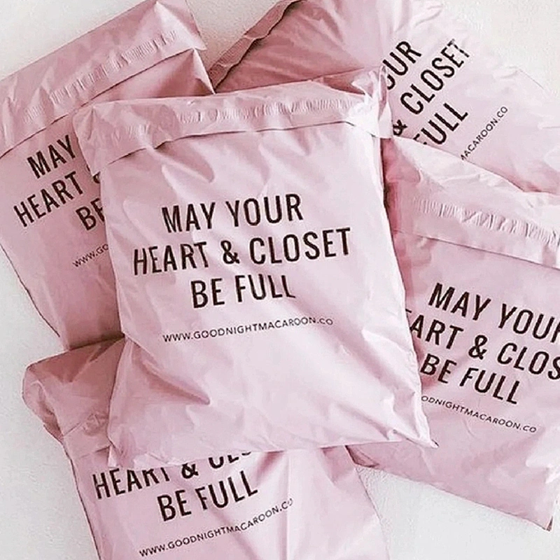 Custom Logo Printed Express Recycled Pink Courier Bags Clothes Shipping Package Envelope Plastic Mailer Mailing Large Bags