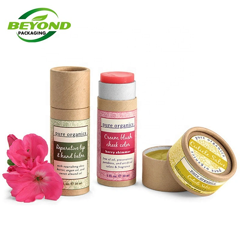 Biodegradable Packaging Food Grade Kraft Paper Cardboard Tube For Lip Balm Deodorant Stick Paper Tube Container
