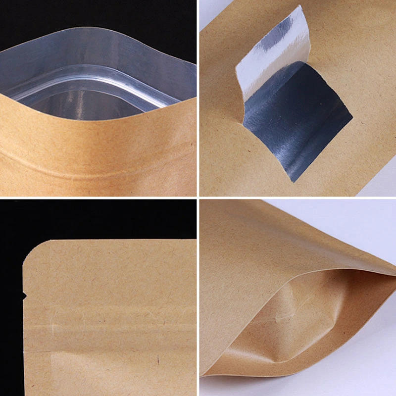 Food grade with biodegradable self-reliance brown kraft eco friendly paper bags for tea dried fruit packaging