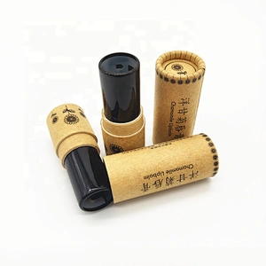 Biodegradable Kraft Empty Lipstick Paper Tube Packaging Black Twist Up Lipstick Direct Packaging Tube With Custom Design