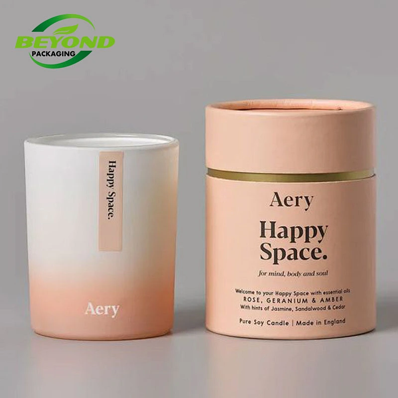 Biodegradable High End Eco-friendly Rigid Candle Jar Gift Kraft Paper Round Tube Packaging Cylinder With Custom Printed