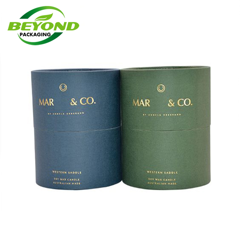 Biodegradable Blue box circle Cylinder Recyclable Paper Round kraft Paper Gift  Candle Packaging Tube