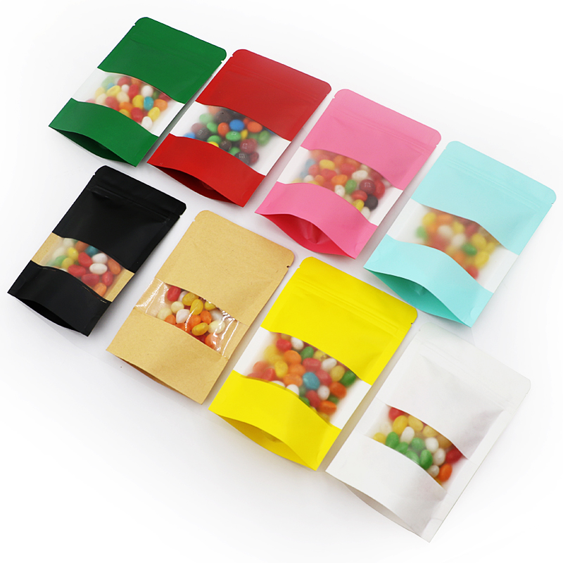 Customized Print Logo Manufacturer Greaseproof Food Packaging Brown Kraft Craft Gift Paper Bag With Clear Window