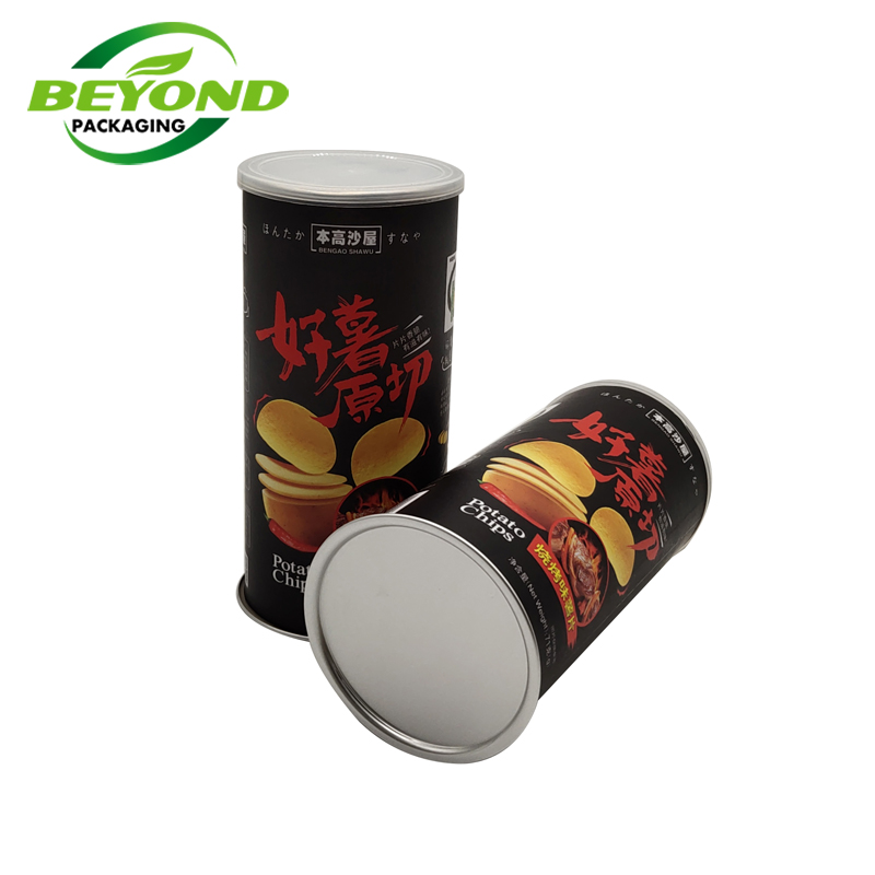 Food Grade Cardboard Foil Paper Lined Craft Core Tube Airtight Container Food Storage Paper Cylinder Tube For Potato Chip Pack