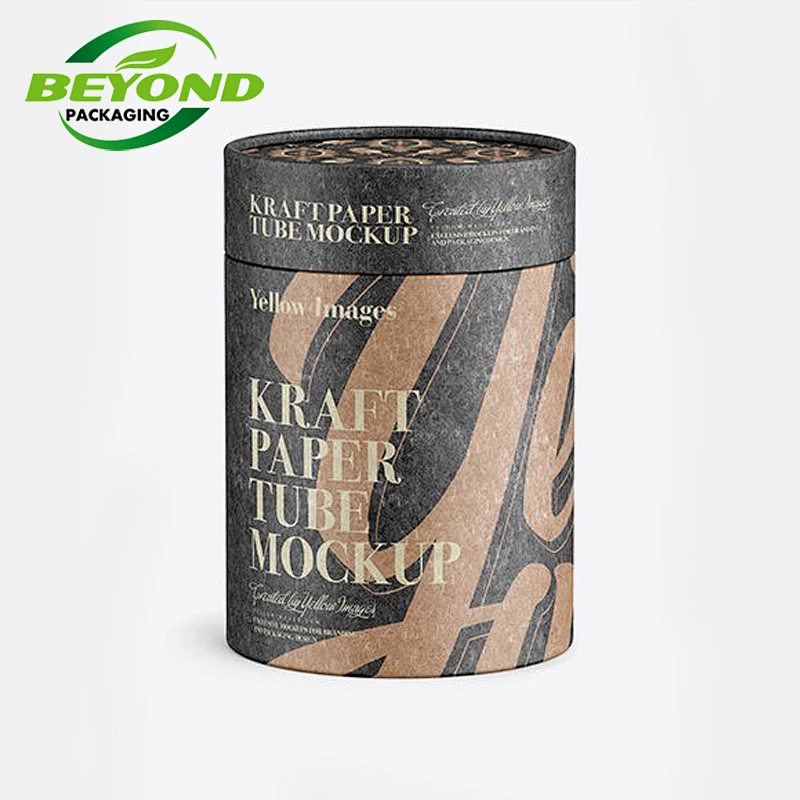 Eco Friendly Recycled Material Food Grade Kraft Cardboard Paper Box Cylindrical Box  For Coffee Beans Coffee Powder