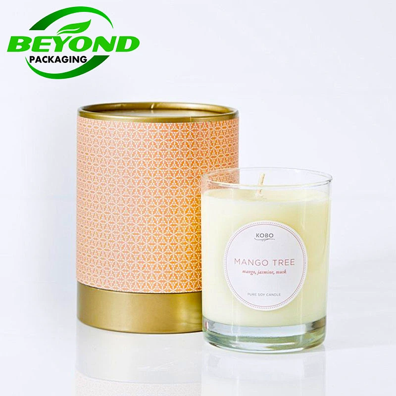 Luxury Printed Logo Round Cardboard Kraft Paper Candle Paper Tube In Candle Packaging