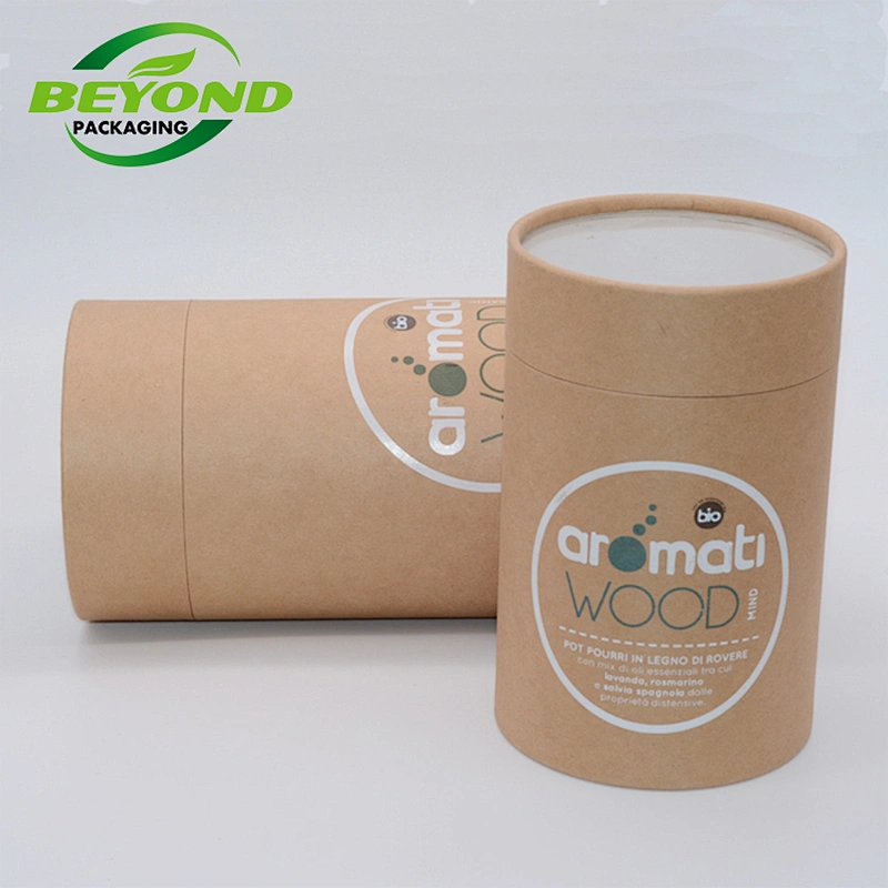 Customized cardboard brown cylinder packaging box paper cylinder cardboard box with clear window